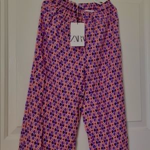 Zara Flowy Pants Diamond Pattern Purple/Orange